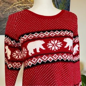 Ruby Moon Red Holiday Polar Bear Sweater⁠—Women's Large